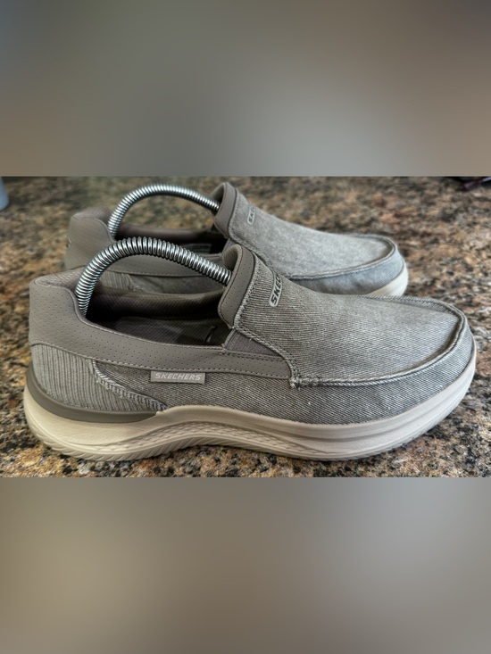 Skechers Other - Skechers Hasting Marco Men's Size 9 Gray/white Slip On Sneakers Loafer Shoes